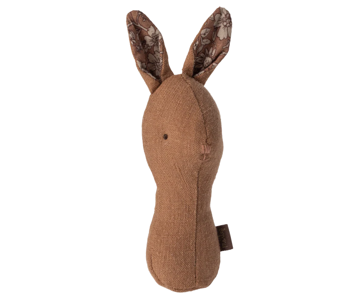 Bunny Rattle for Baby - Chocolate