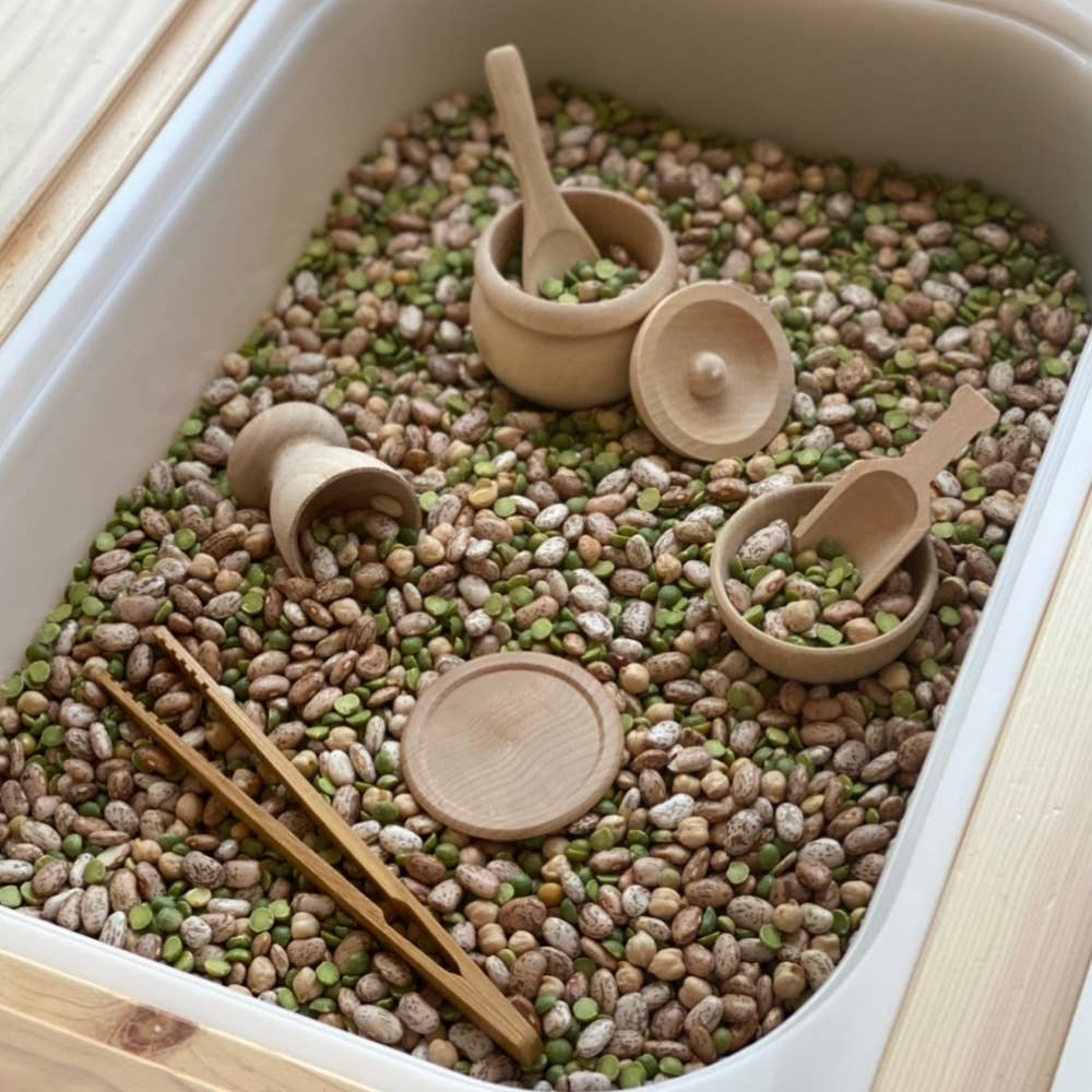 Montessori Waldorf Wooden Sensory Bin Tool Kit - Unfinished