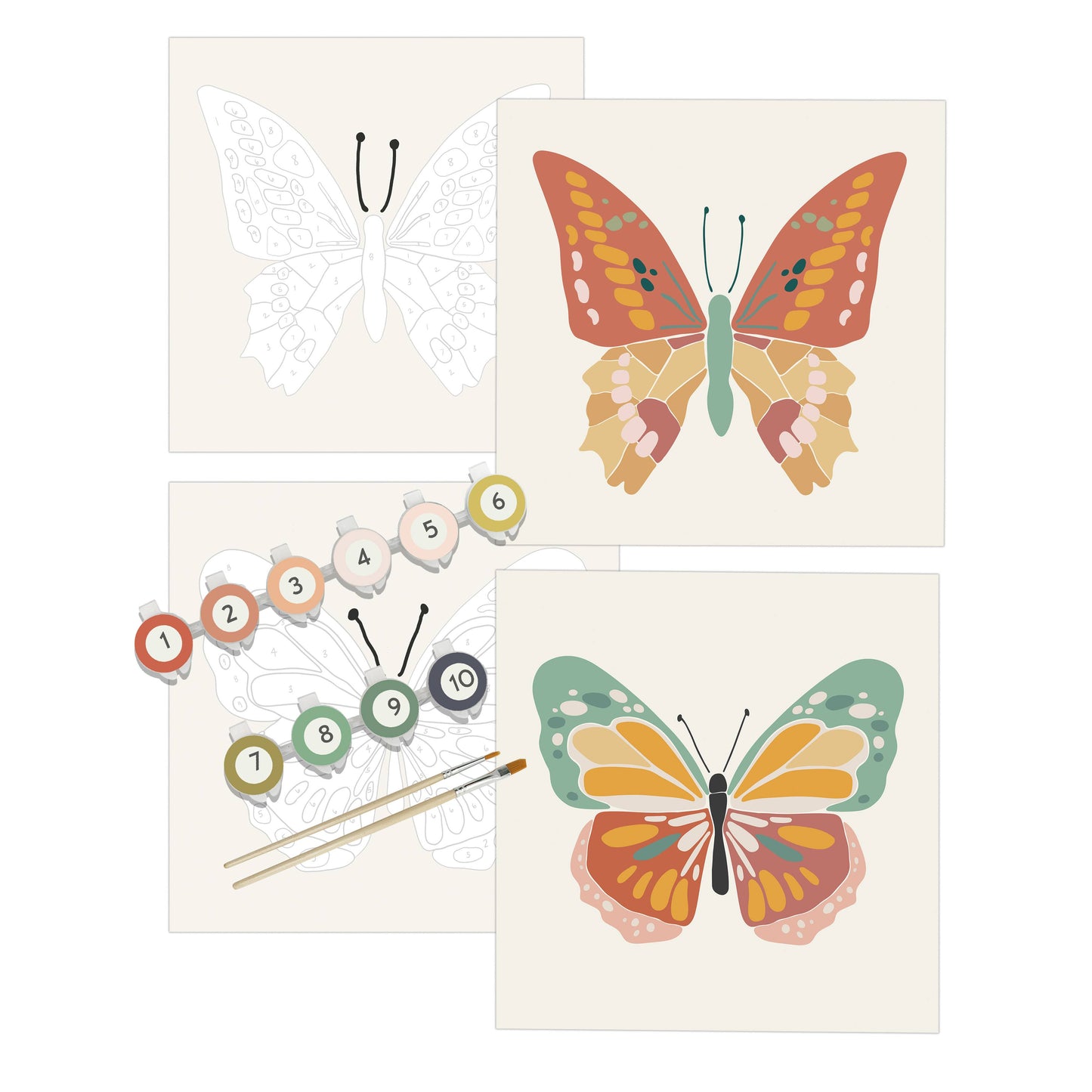 Butterflies Paint by Number Kit + Easel for Kids