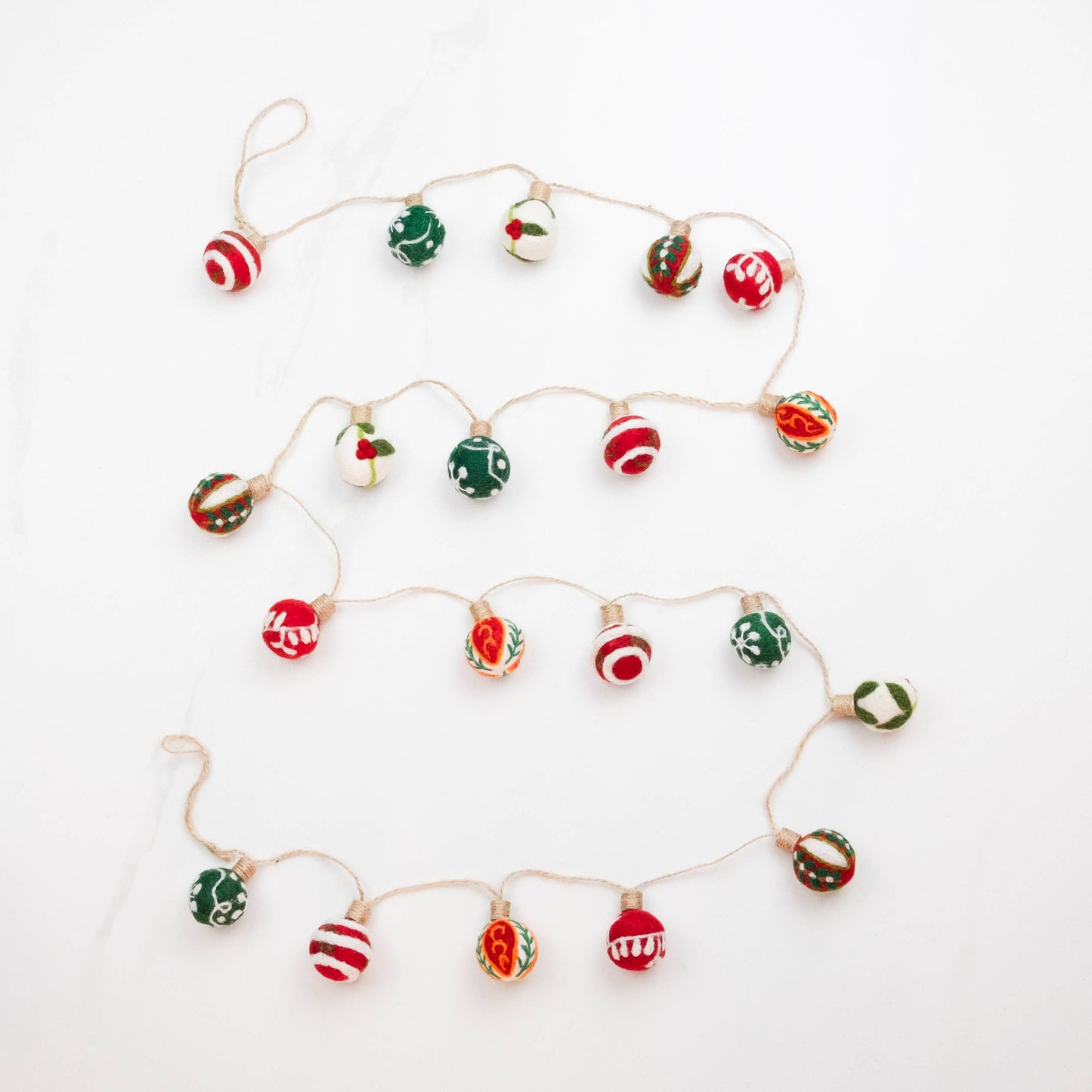 Felt Embroidered Christmas Ball Garland
