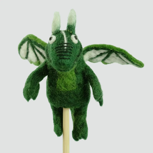 Felt Dragon Finger Puppets - Green