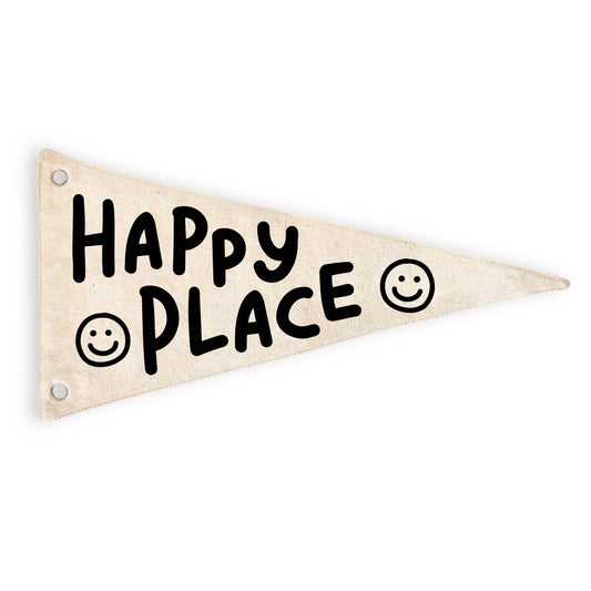 Happy Place Canvas Pennant Flag - Kids Decor