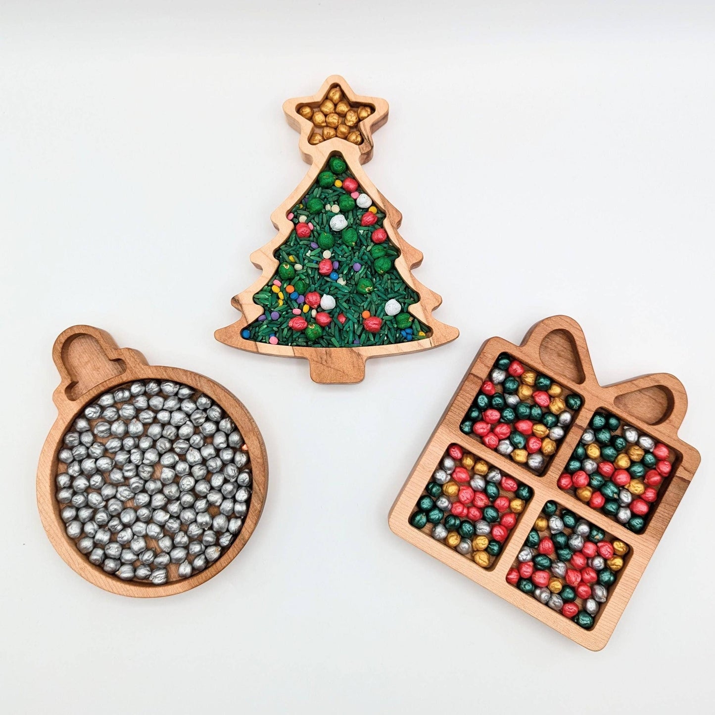 Mini Christmas Tree Sensory Play Tray