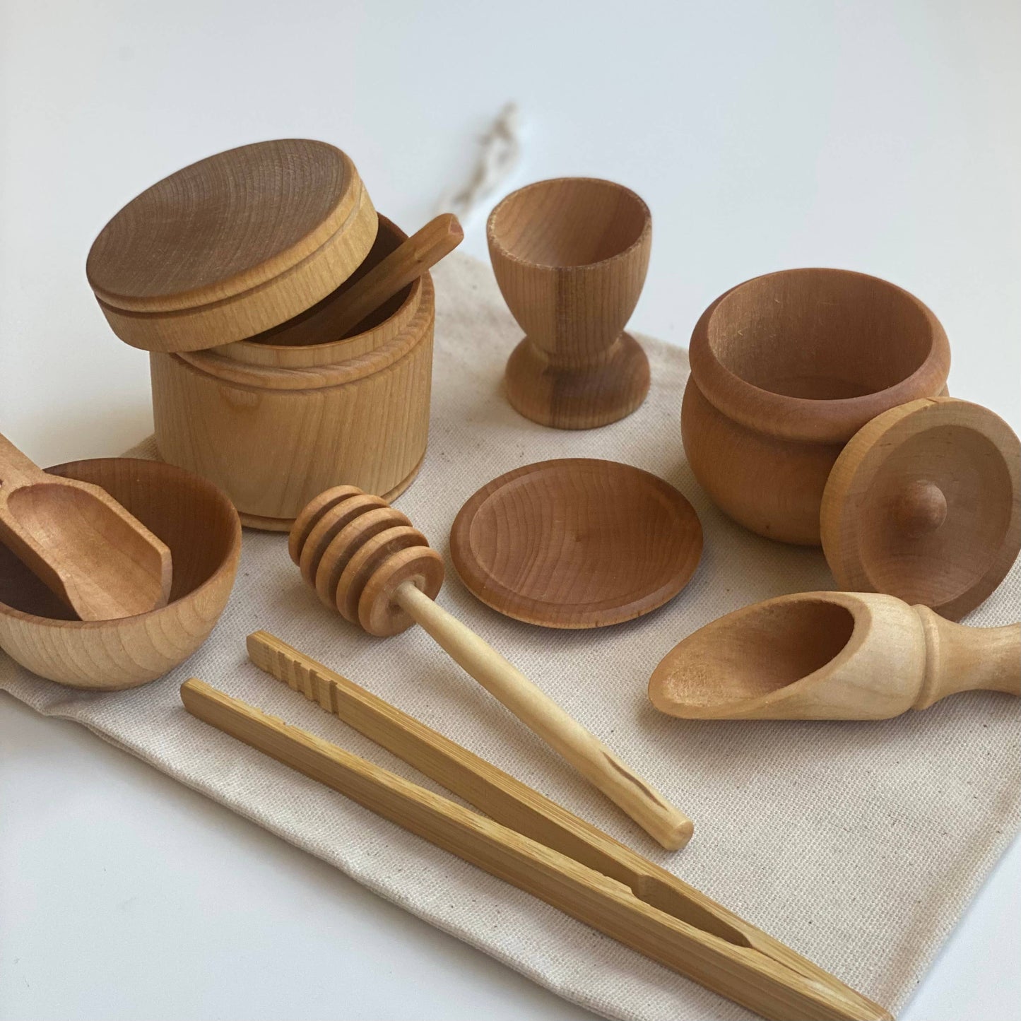 Montessori Waldorf Wooden Sensory Bin Tool Kit - Unfinished