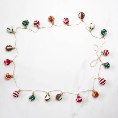 Felt Embroidered Christmas Ball Garland