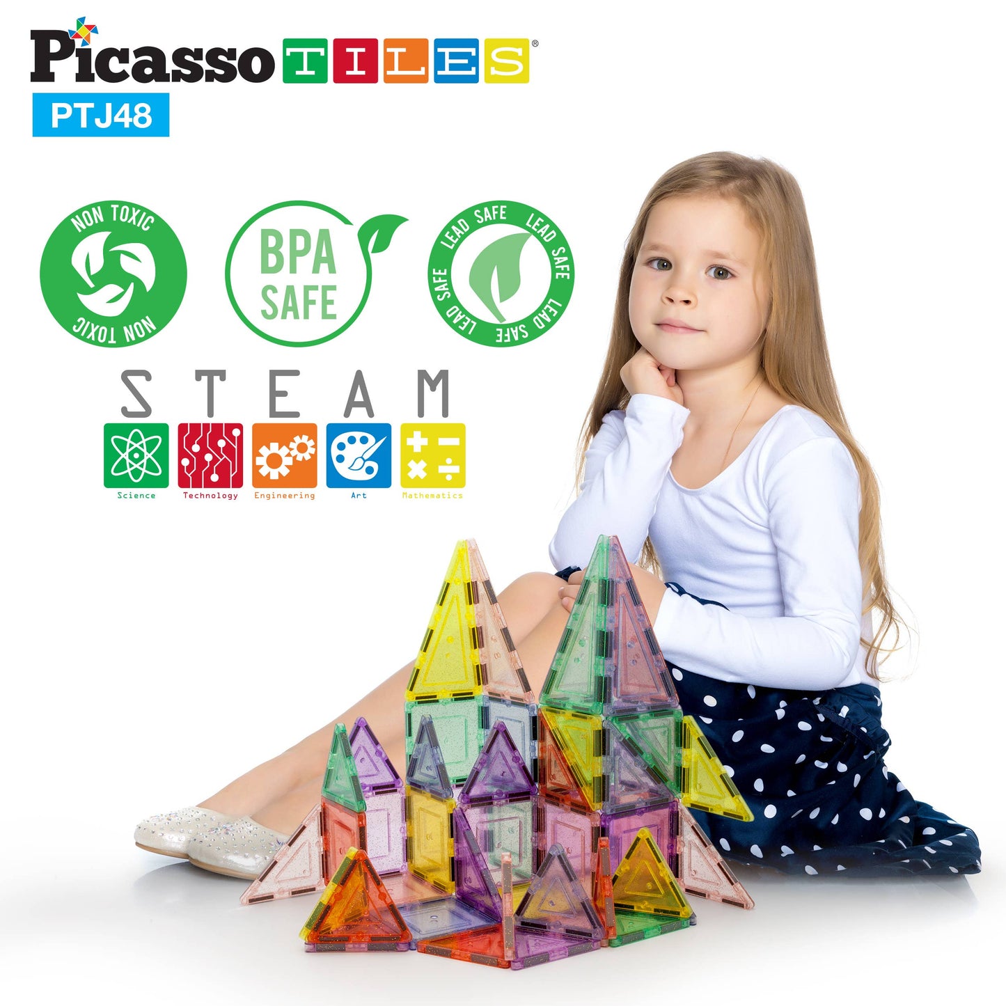 PicassoTiles Glitter Magnetic Tile Building Set