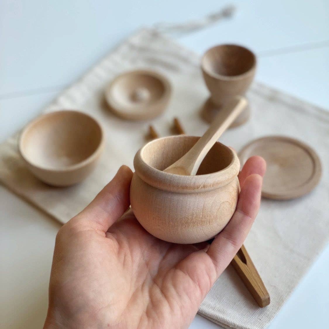 Montessori Waldorf Wooden Sensory Bin Tool Kit - Unfinished