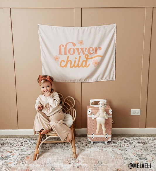 Flower Child Banner - Girls Room Wall Hanging for Kids