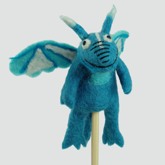 Felt Dragon Finger Puppets - Blue