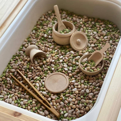 Montessori Waldorf Wooden Sensory Bin Tool Kit - Unfinished