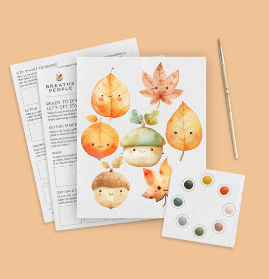 All in One Watercolor Kit for Kids- Fall Leaves