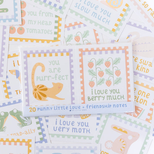 Punny Notes Cards, a Set of 20 Lunchbox or Just Because Note