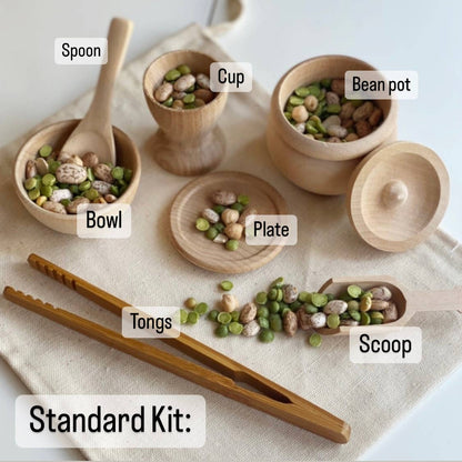 Montessori Waldorf Wooden Sensory Bin Tool Kit - Unfinished