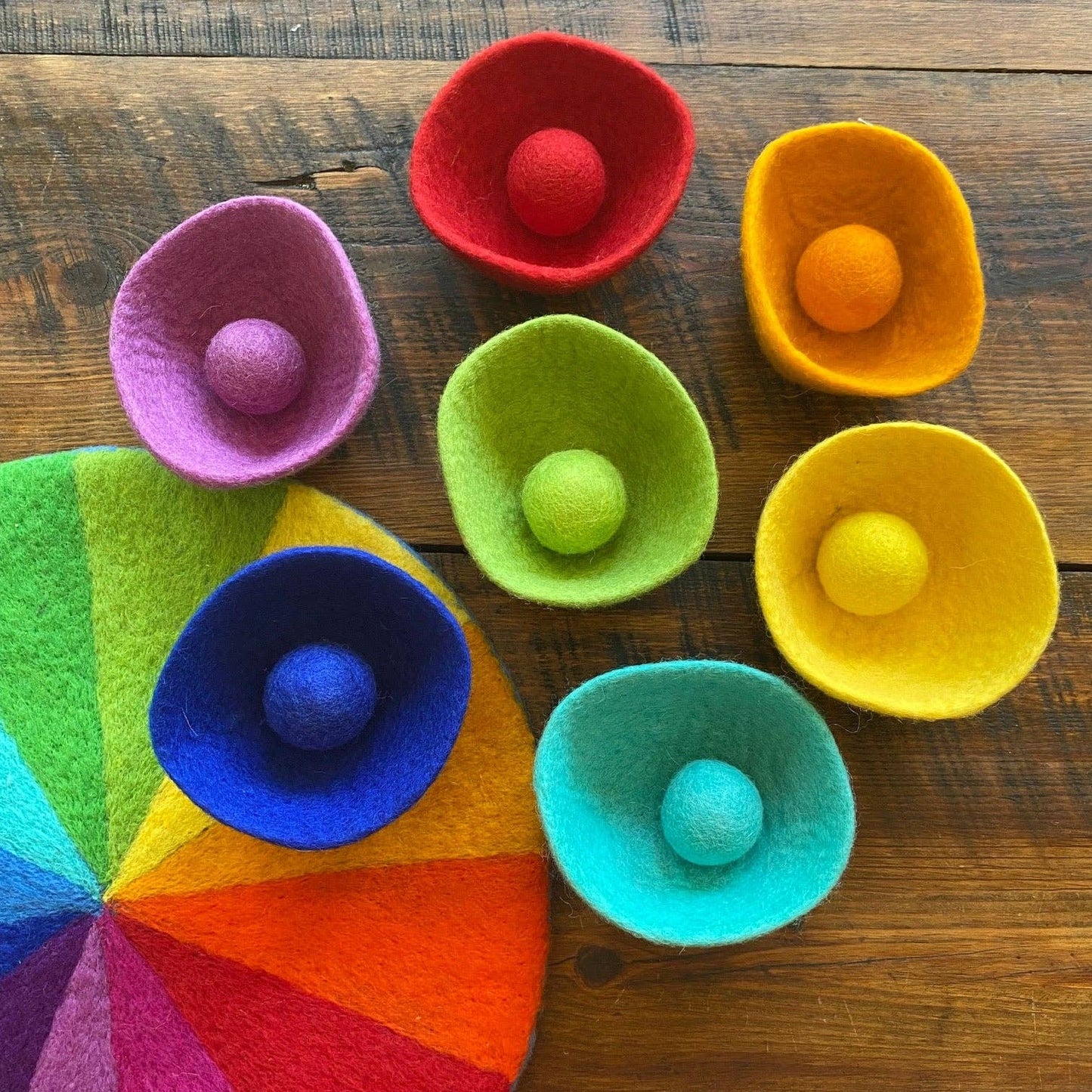 Sorting Stacking Felt Bowls - Rainbow Party
