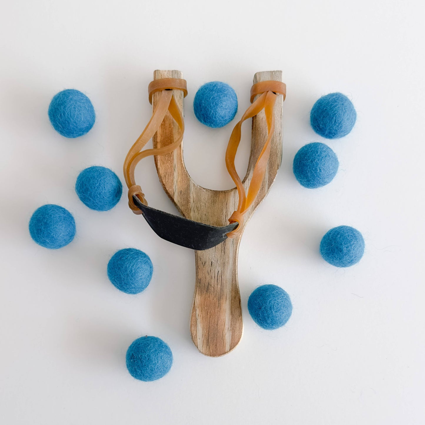 Wood Slingshot with Felt Balls