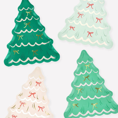 Christmas Tree With Bows Plates