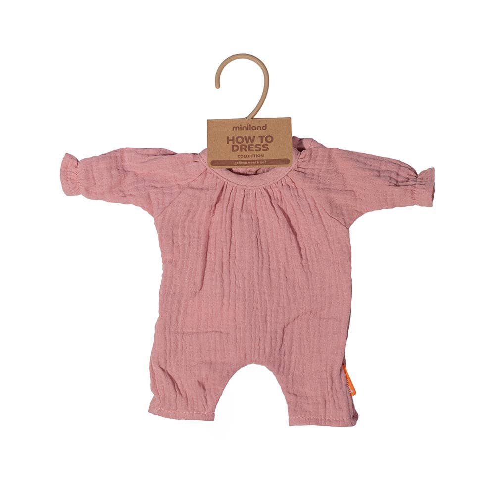 Miniland pink pajamas with hat for dolls 12 5/8"