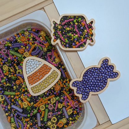 Mini Candy Corn Sensory Play Tray