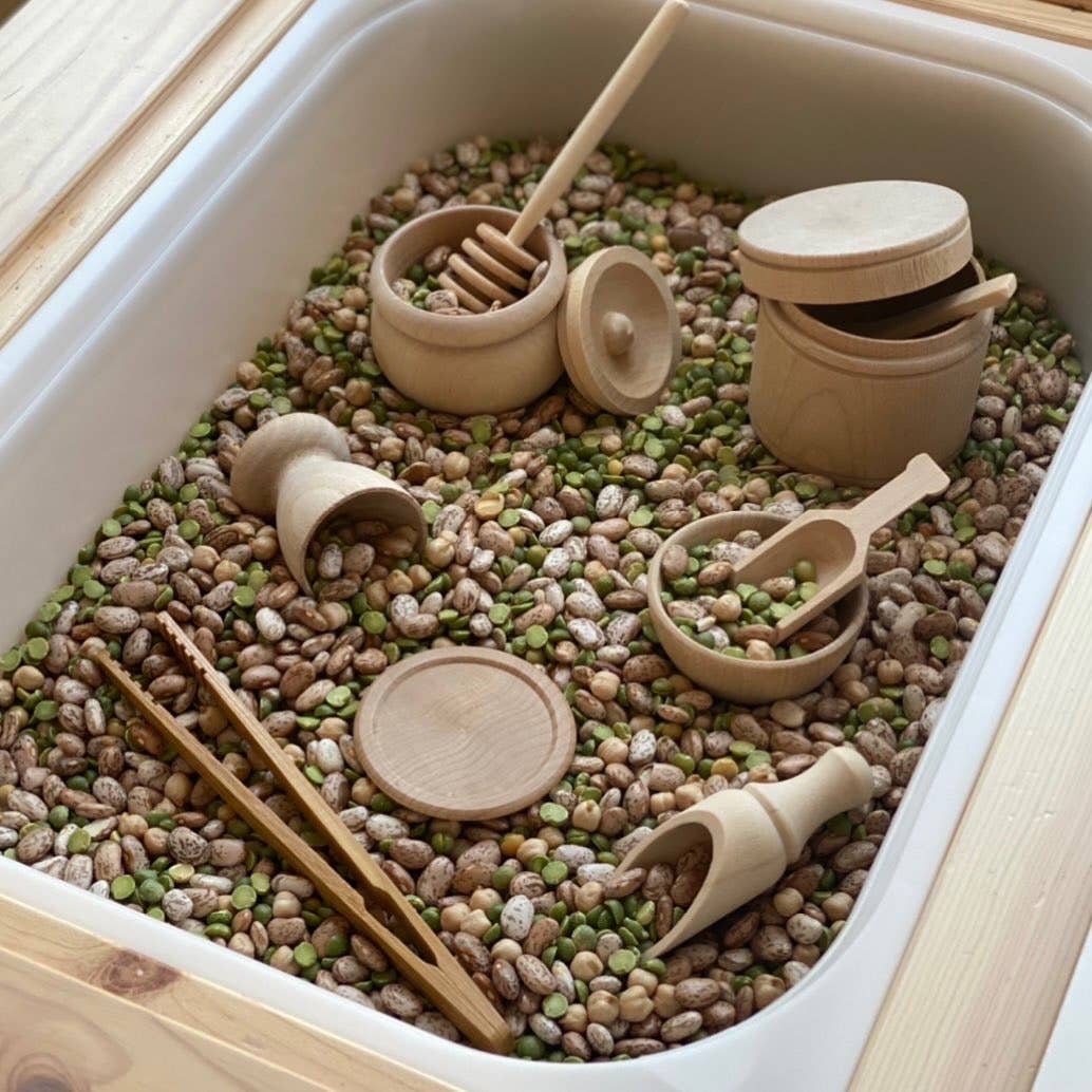Montessori Waldorf Wooden Sensory Bin Tool Kit - Unfinished