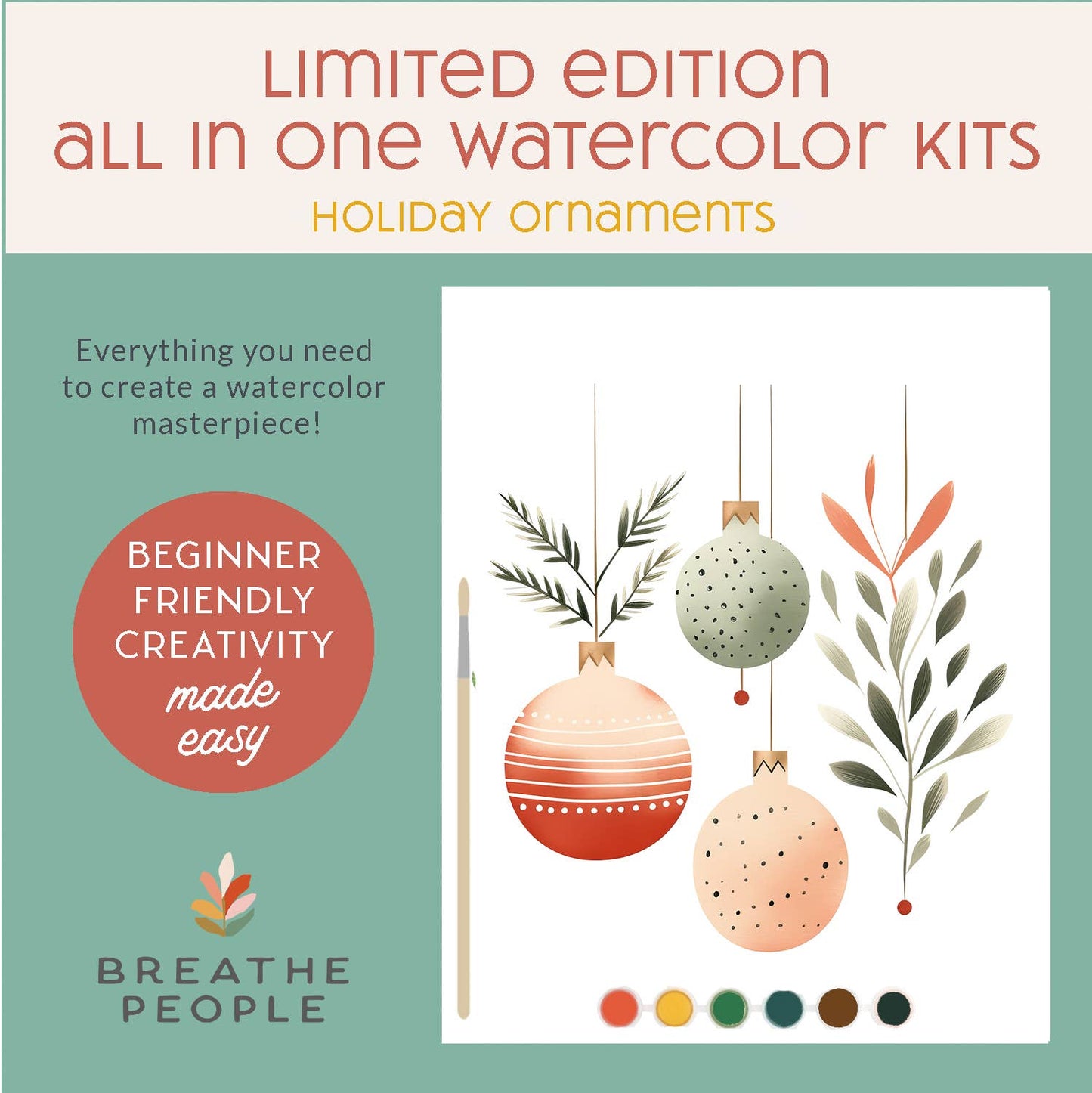 Holiday Watercolor Kit- Holiday Ornaments