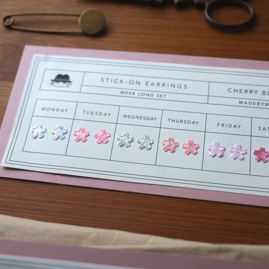 Cherry Blossom Stick-On Earring Set