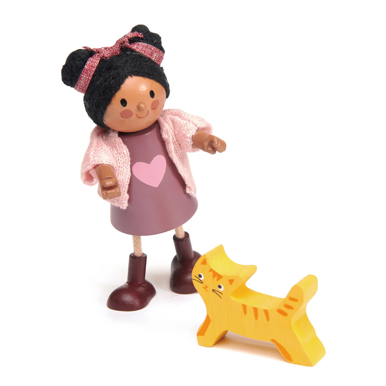 Wooden Doll Set - Ayana and her Cat