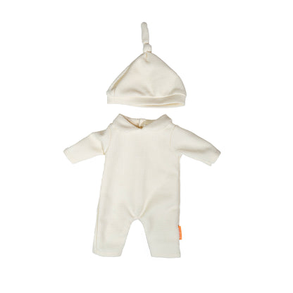 Miniland beige pajamas with hat for dolls 15"