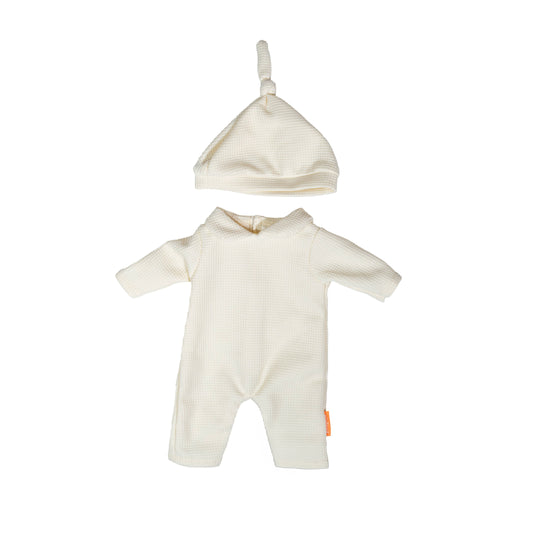 Miniland beige pajamas with hat for dolls 15"