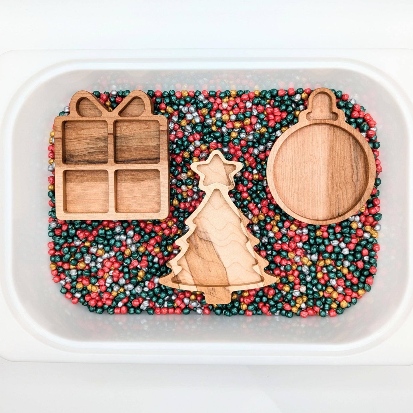 Mini Christmas Tree Sensory Play Tray