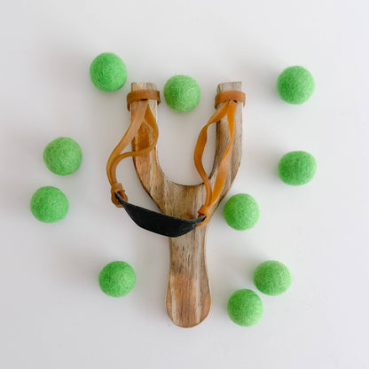 Wood Slingshot with Felt Balls