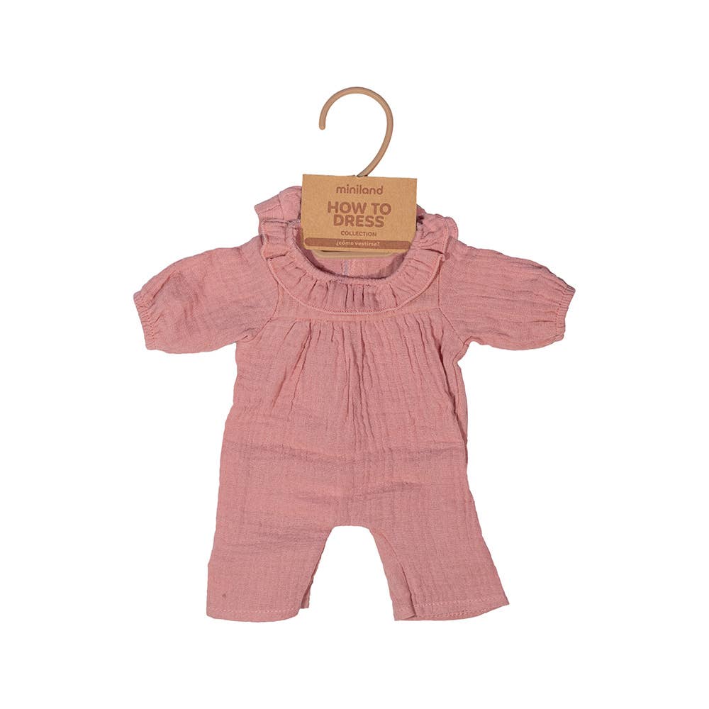 Miniland pink pajamas with hat for dolls 15"