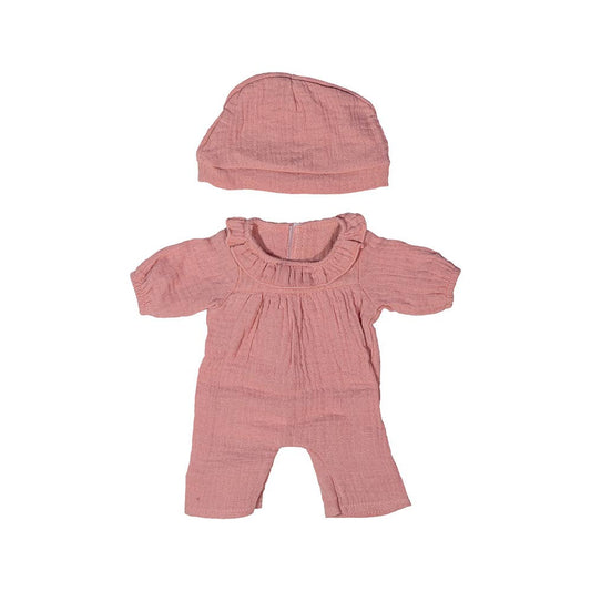 Miniland pink pajamas with hat for dolls 15"