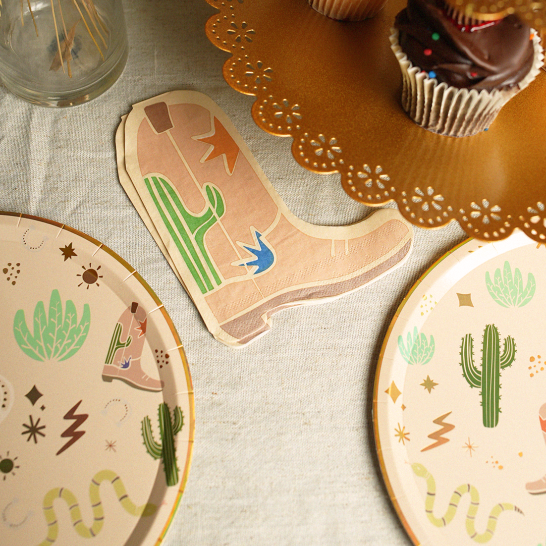 Western Boot Shaped Napkins (x12)-Snake Catcher Collection