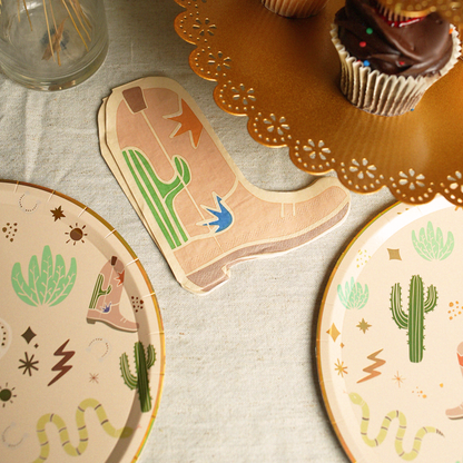 Western Boot Shaped Napkins (x12)-Snake Catcher Collection