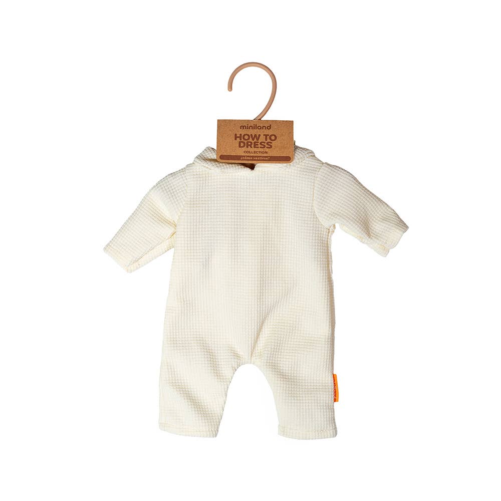 Miniland beige pajamas with hat for dolls 15"