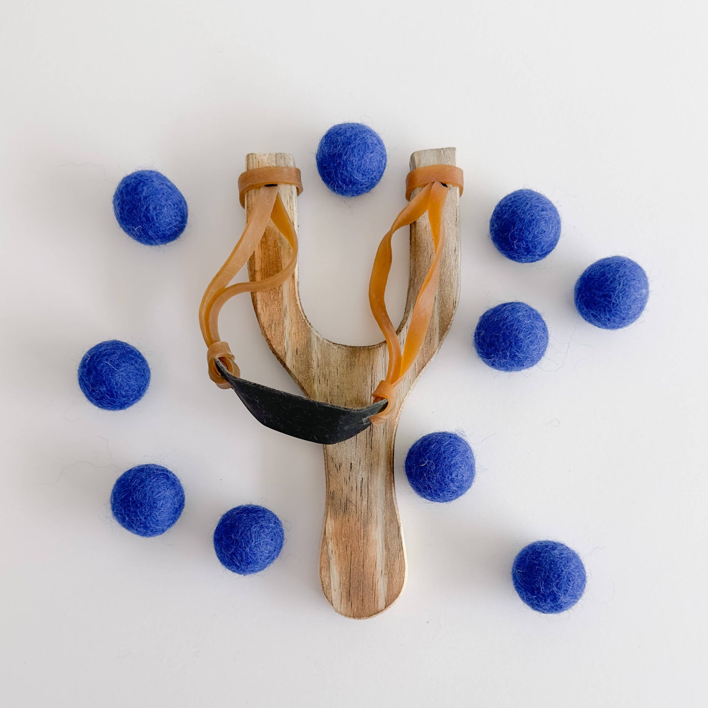 Wood Slingshot with Felt Balls